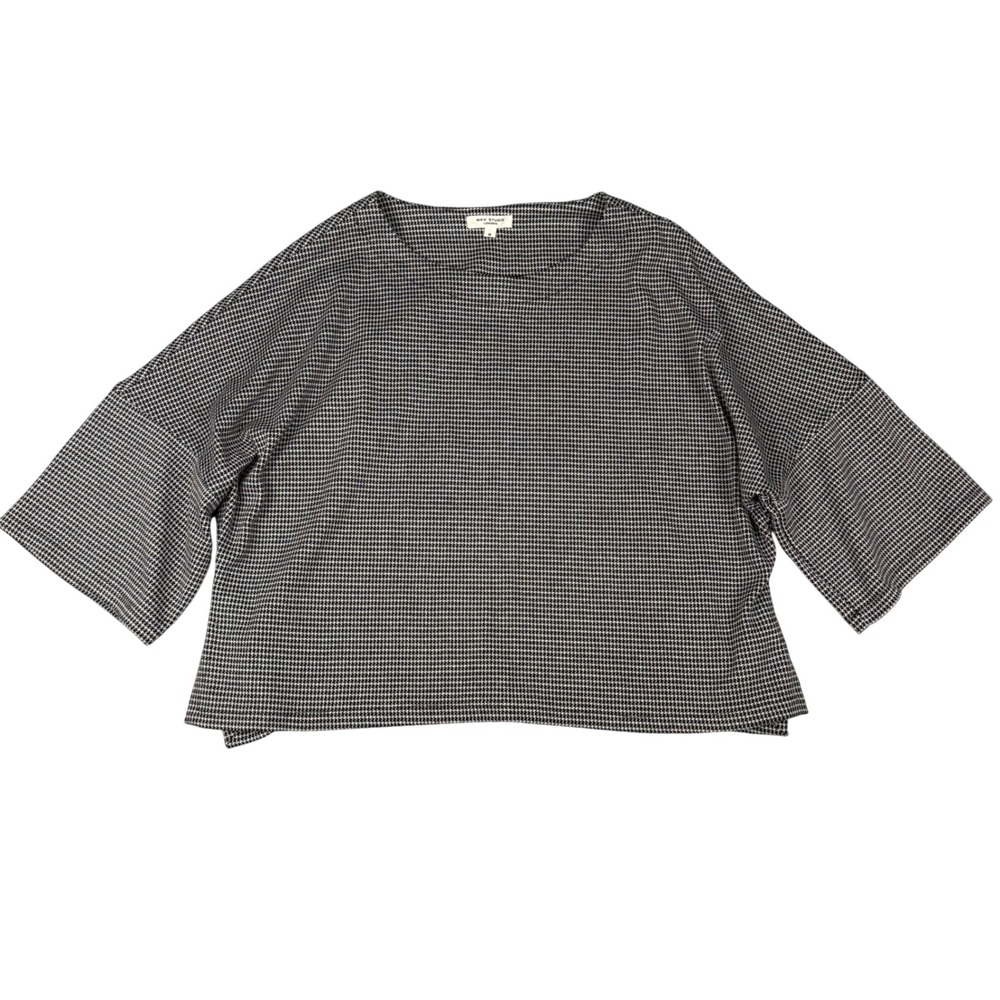 Max Studio London Houndstooth Oversized Top Black White Medium